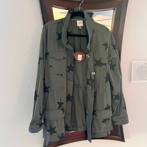 Khaki and stars jacket nwt sz xl